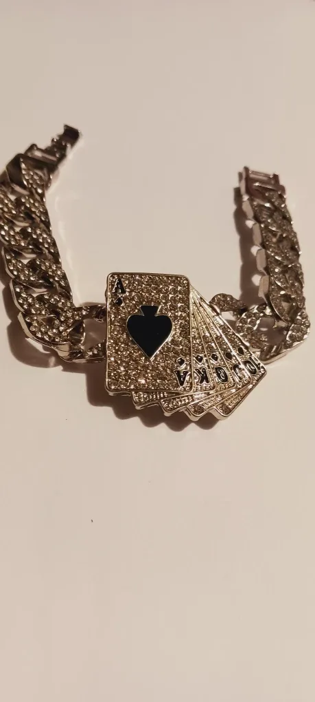 NEW !! Cuban Link Ace of Spades Bracelet