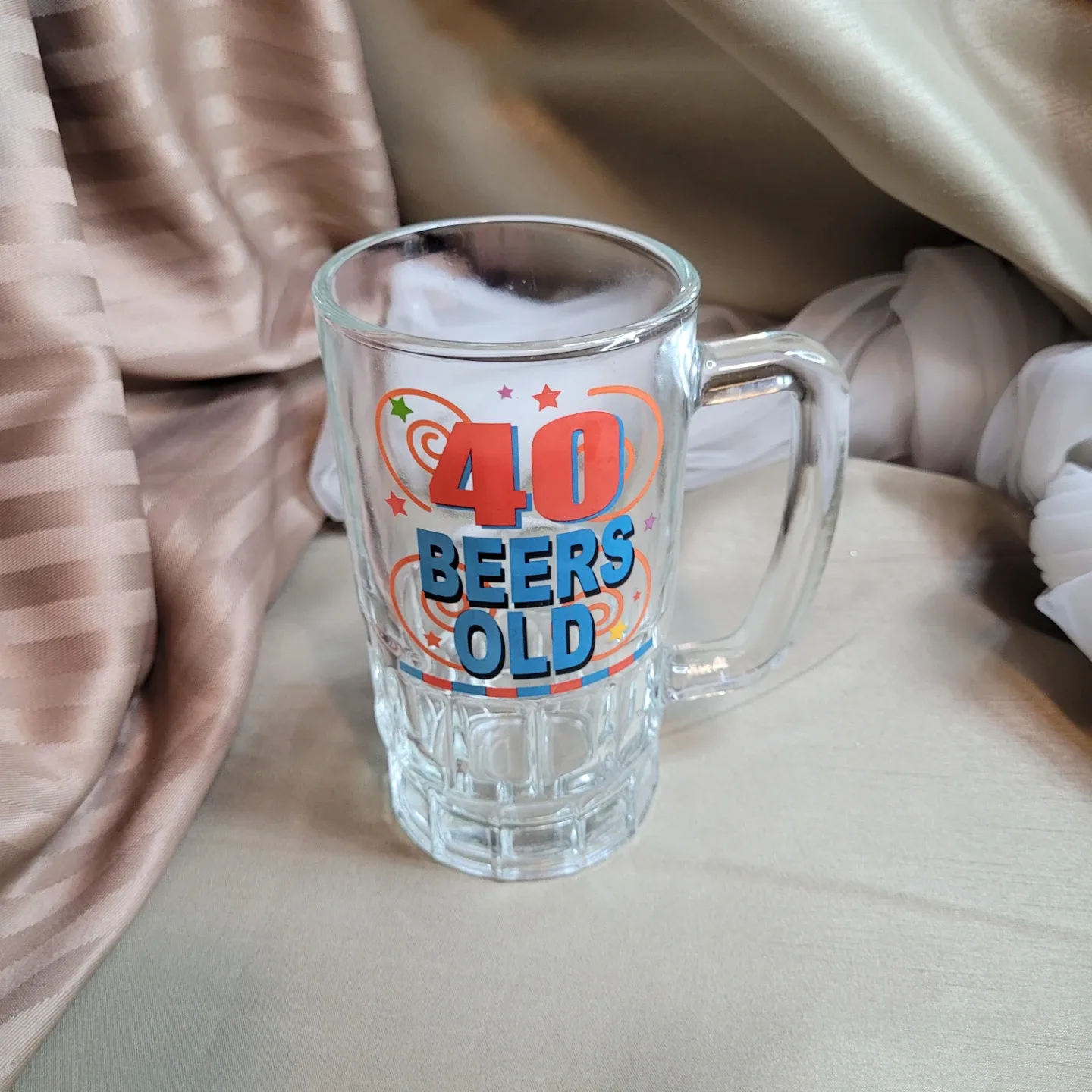 6 1/4" x 3 1/2" Glass Beer Mug - 40 Beers Old- Mug image indicator(3)