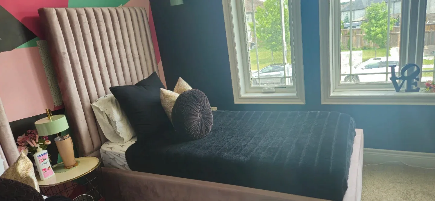 Pink Velvet Single Bed Frame image indicator(3)