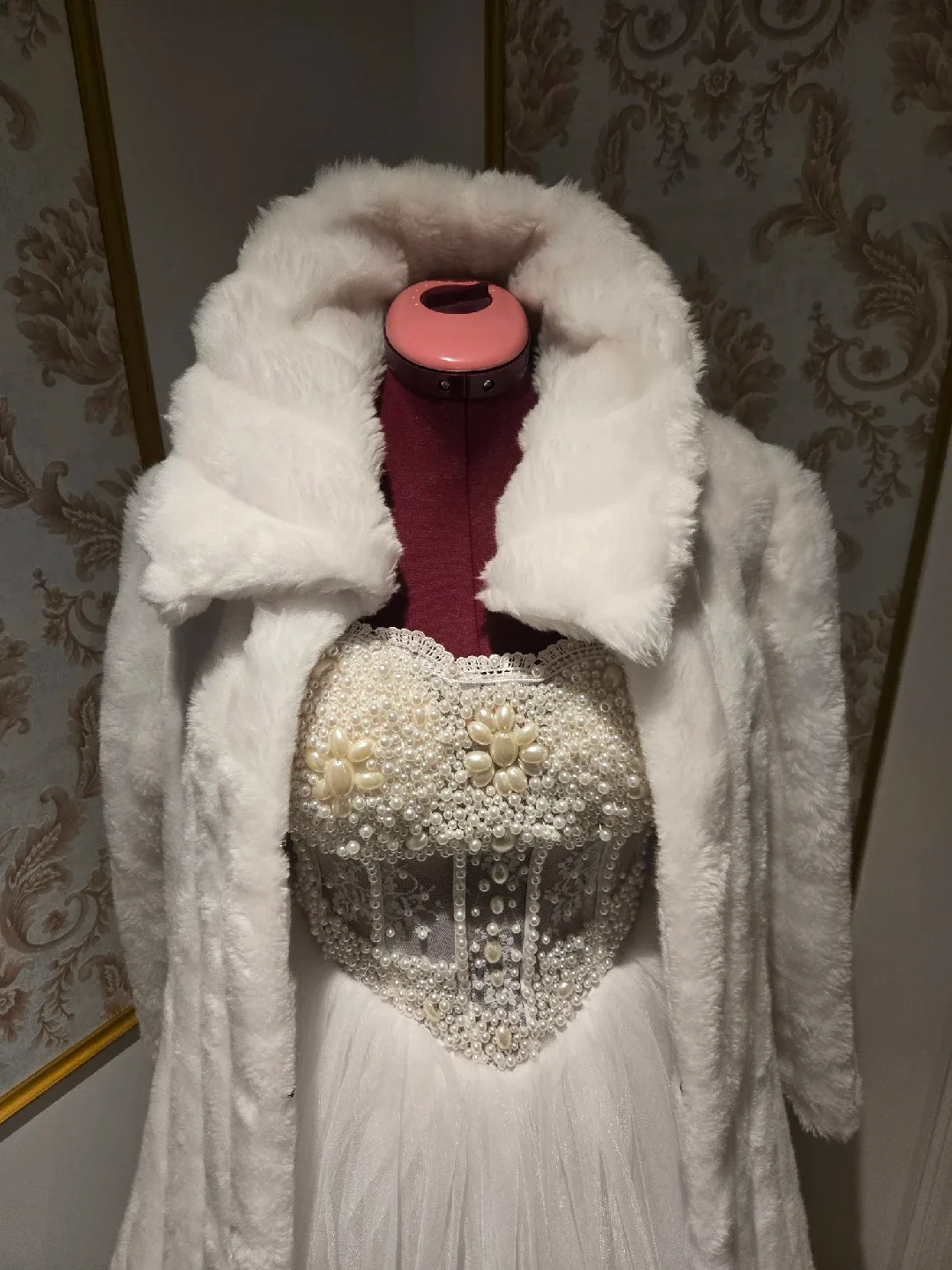 White Synthetic Faux Fur Coat & Dress image indicator(3)