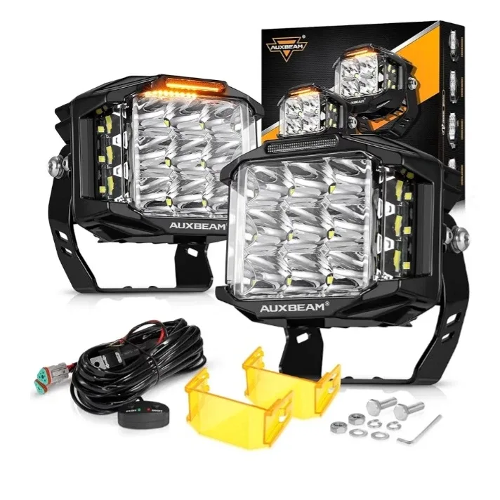 AUXBEAM 5 Inch LED Pod Lights - Amber & White