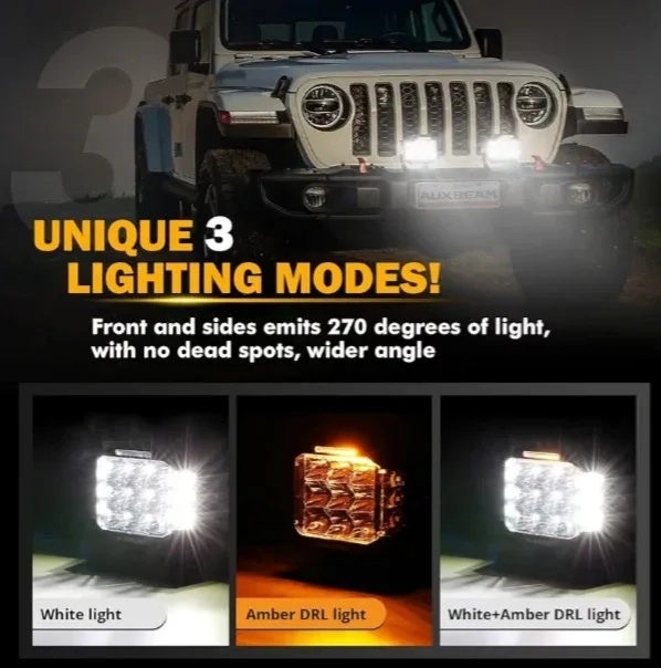 AUXBEAM 5 Inch LED Pod Lights - Amber & White image indicator(6)