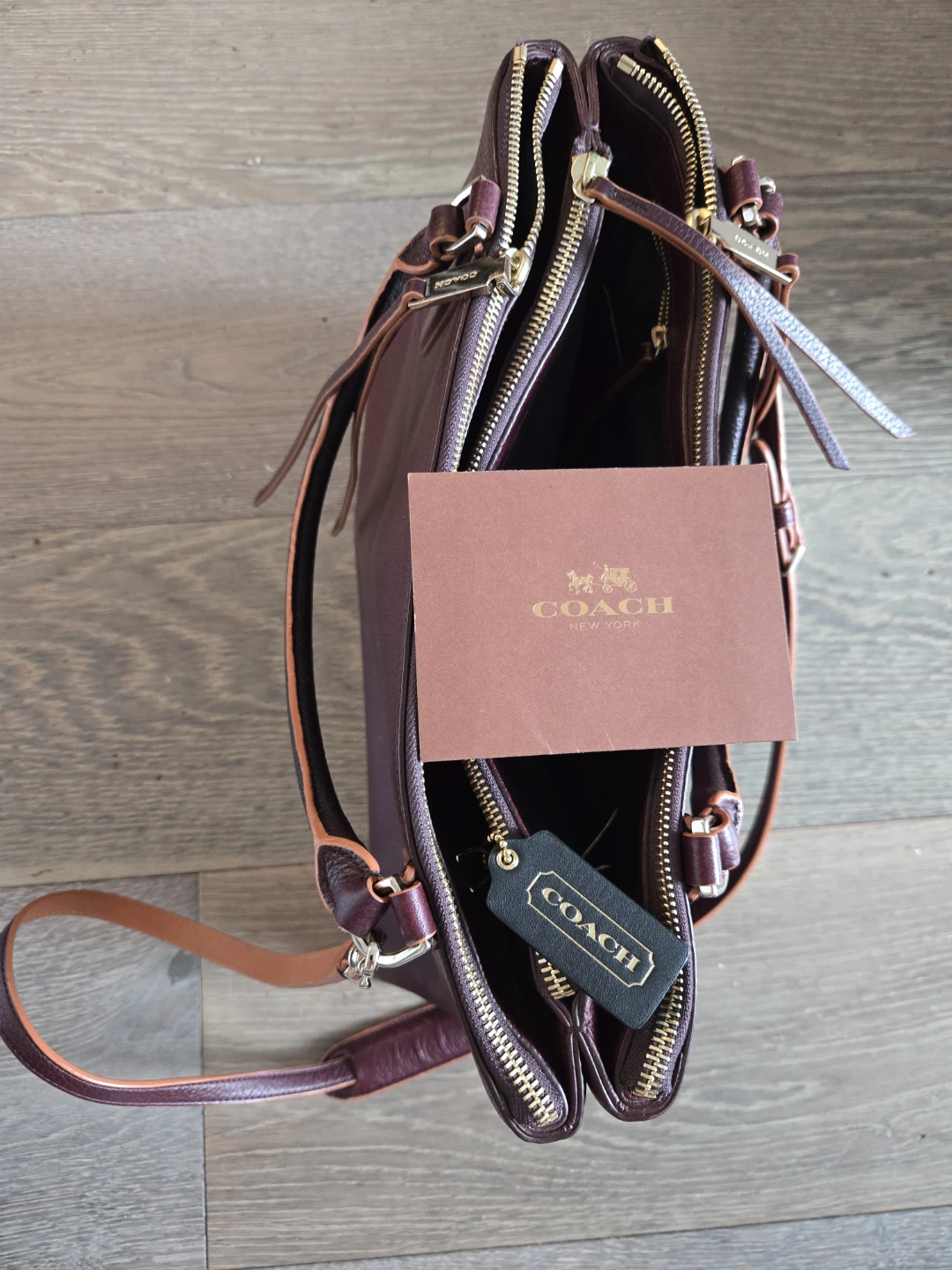 Coach Leather Tote Bag - Burgundy - photo 2