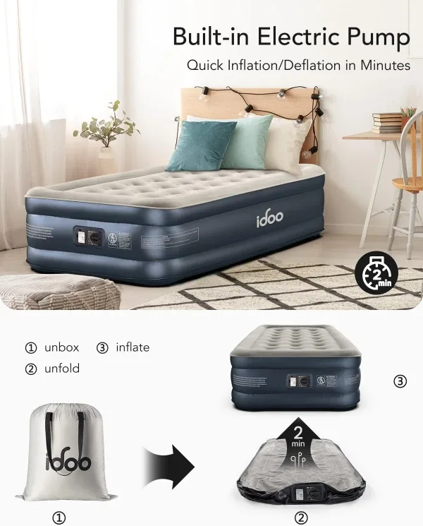 Air Mattress with Built in Pump BNIB image indicator(3)