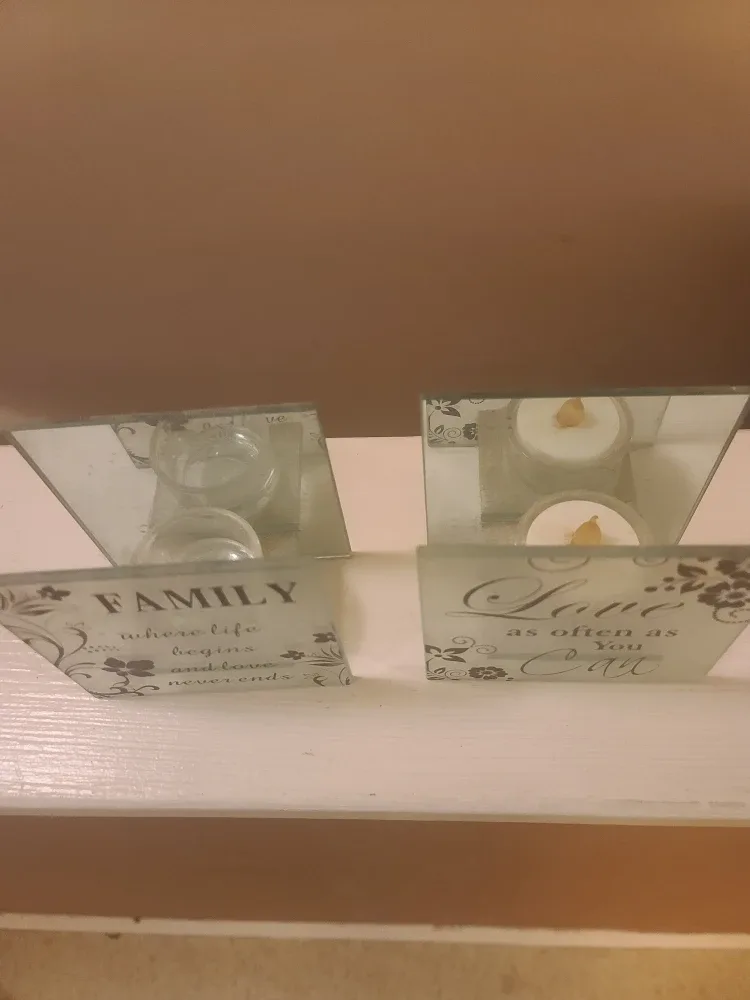 Pair of Frosted Glass Candle Holders image indicator(2)