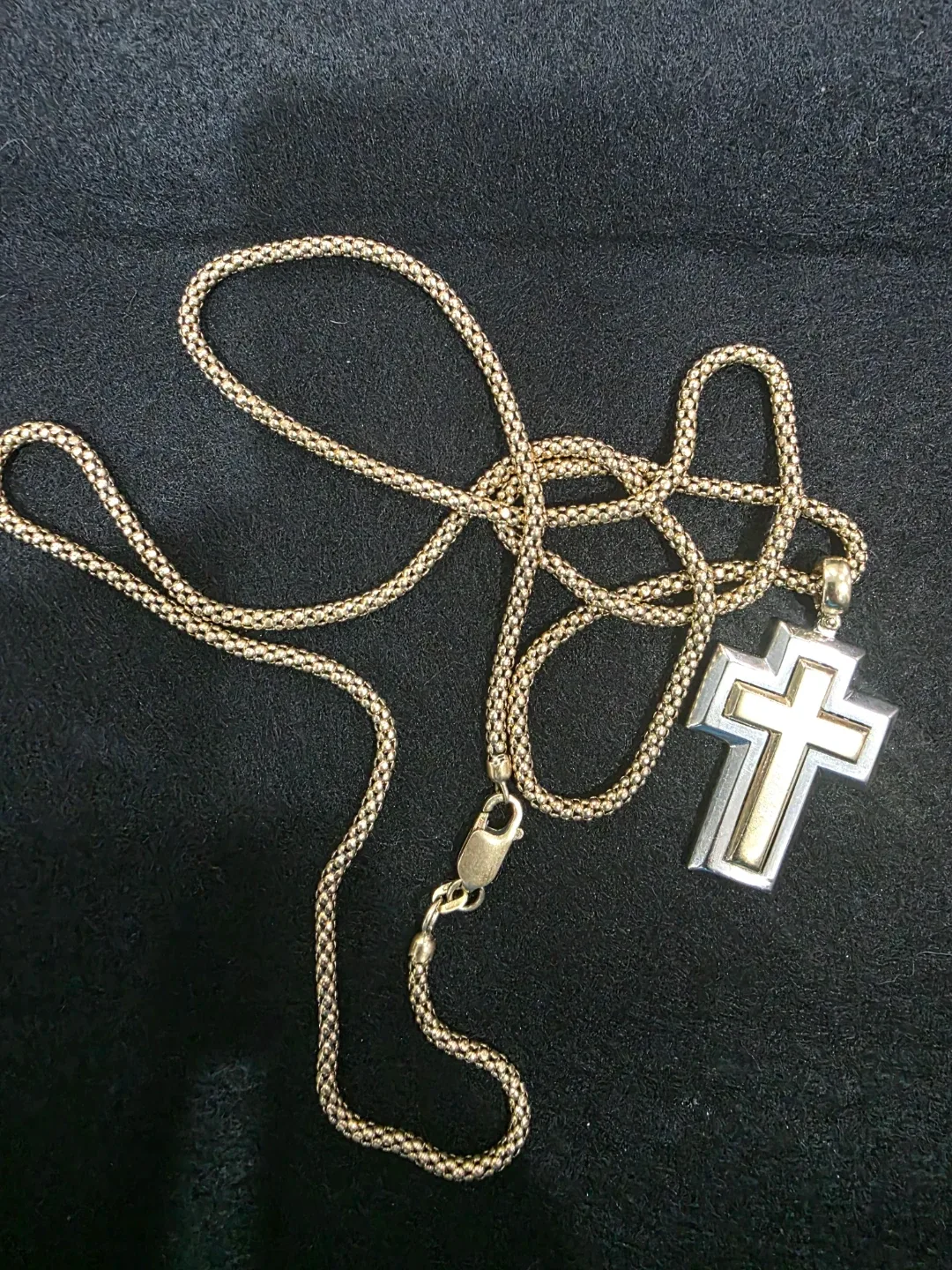 Gold and Silver Cross Pendant Necklace image indicator(2)
