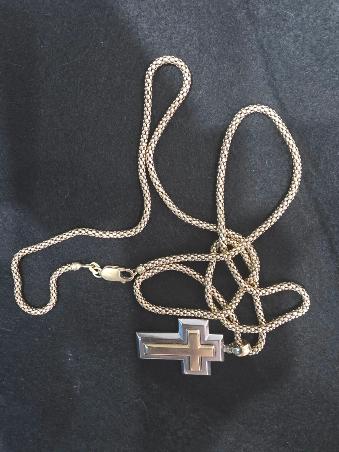 Gold and Silver Cross Pendant Necklace image indicator(7)