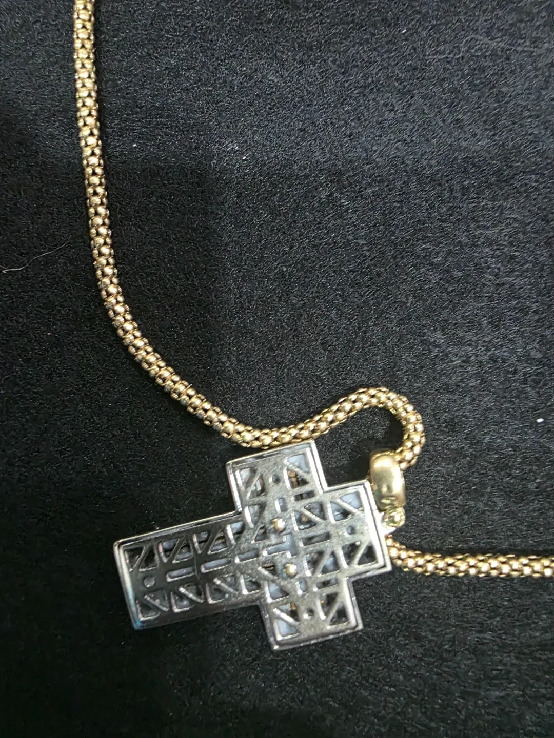 Gold and Silver Cross Pendant Necklace image indicator(8)
