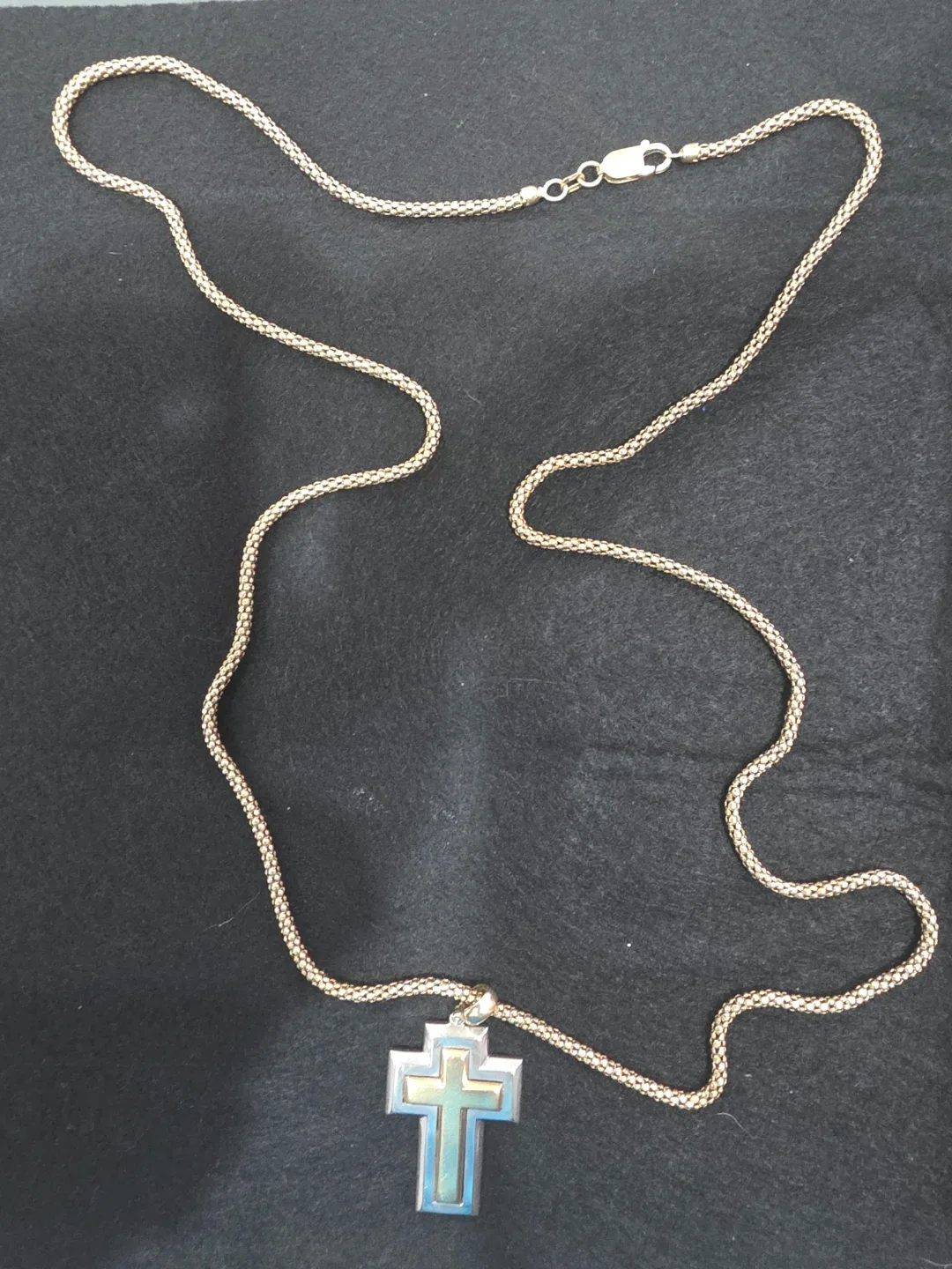 Gold and Silver Cross Pendant Necklace image indicator(9)