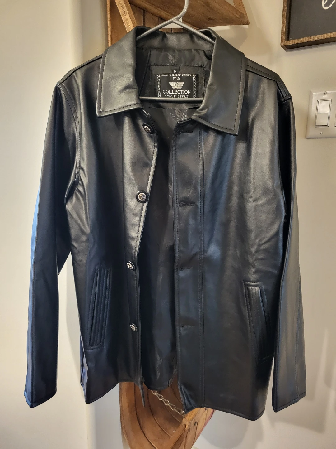 E.A. Collection Italy Style Black Leather Jacket