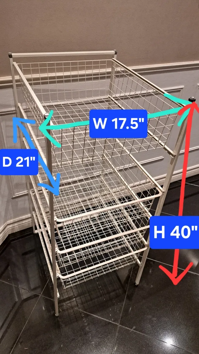White Metal Wire Basket Storage Unit image indicator(2)