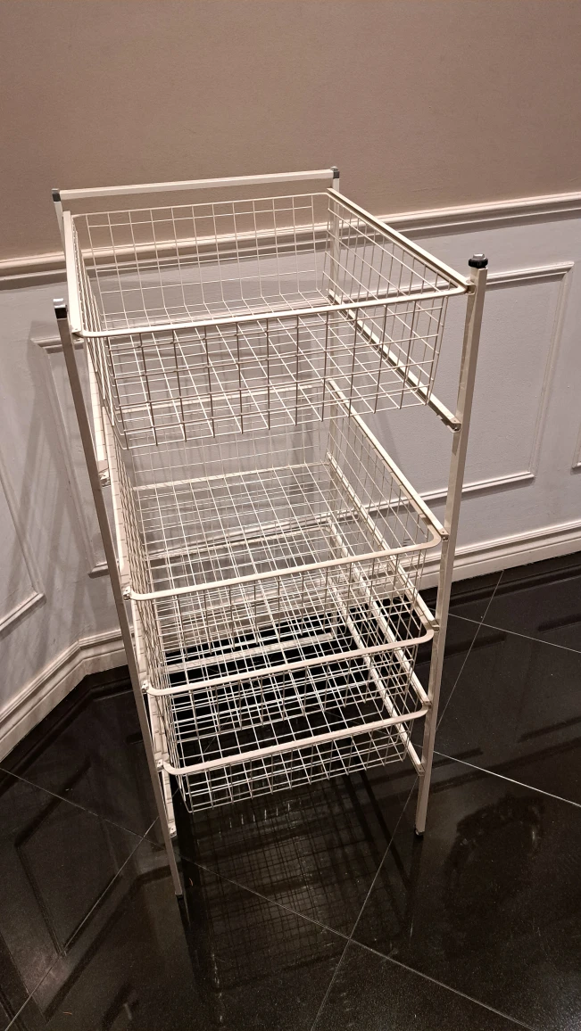 White Metal Wire Basket Storage Unit - photo 3