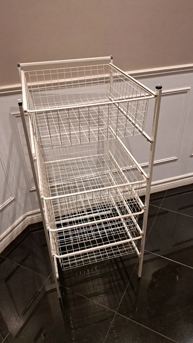 White Metal Wire Basket Storage Unit image indicator(3)