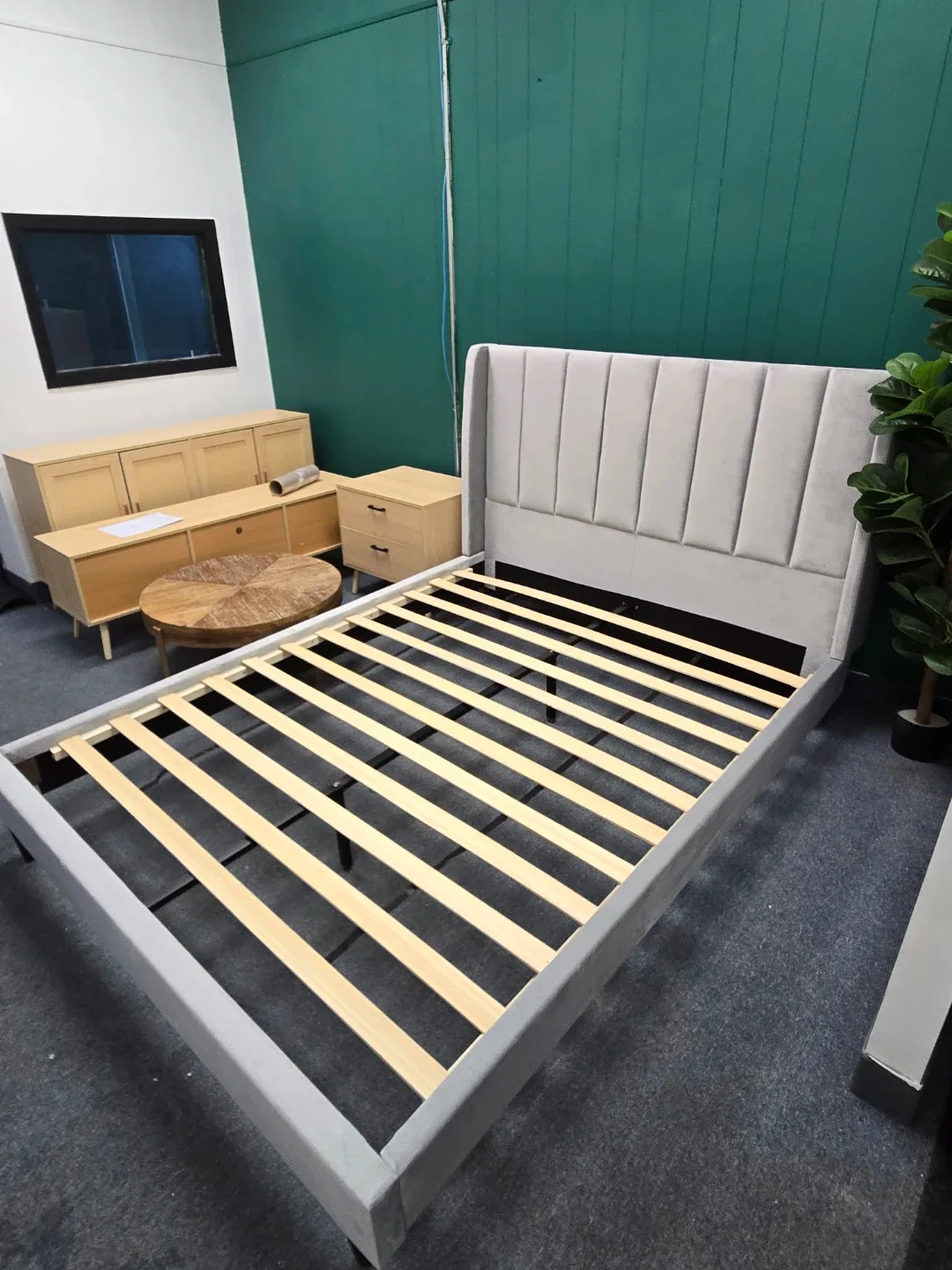 Grey Upholstered Bed Frame image indicator(3)