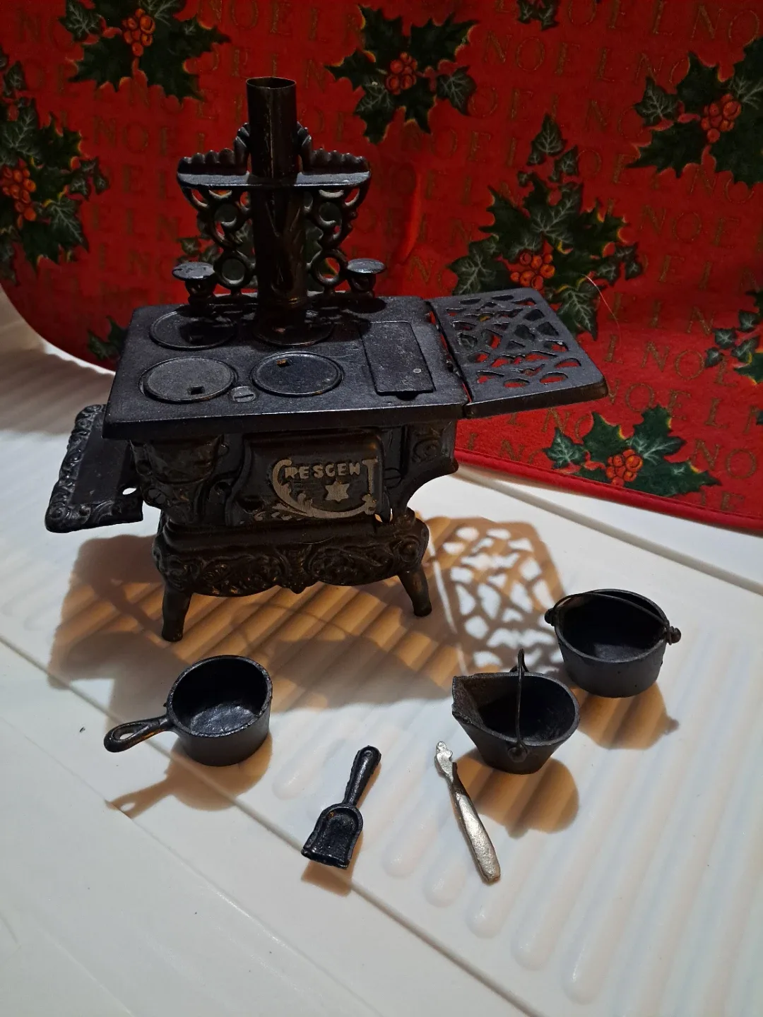 Vintage Crescent Miniature Cast Iron Stove