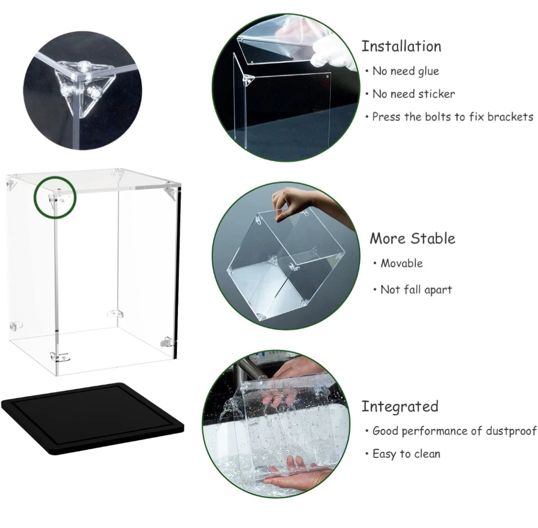 Acrylic Clear Display Case 3mm Thick 38x20x20cm Large - photo 2