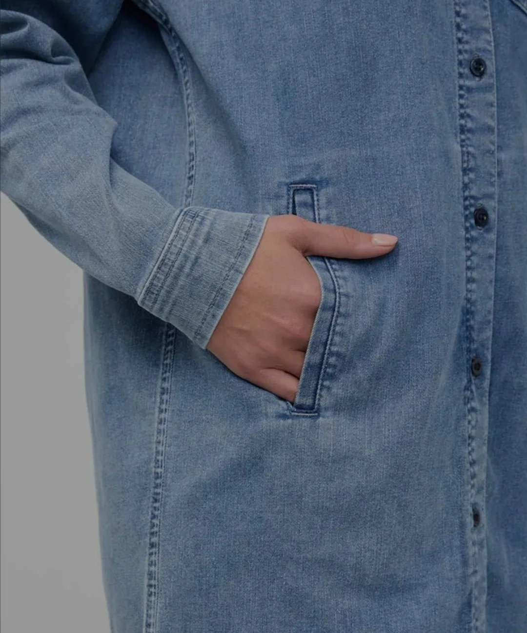 NWT Duer Performance Denim Light Shirt Dress image indicator(4)