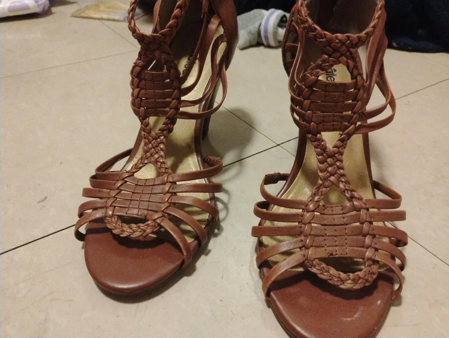 Le Chateau Brown Braided Heels - Size 7