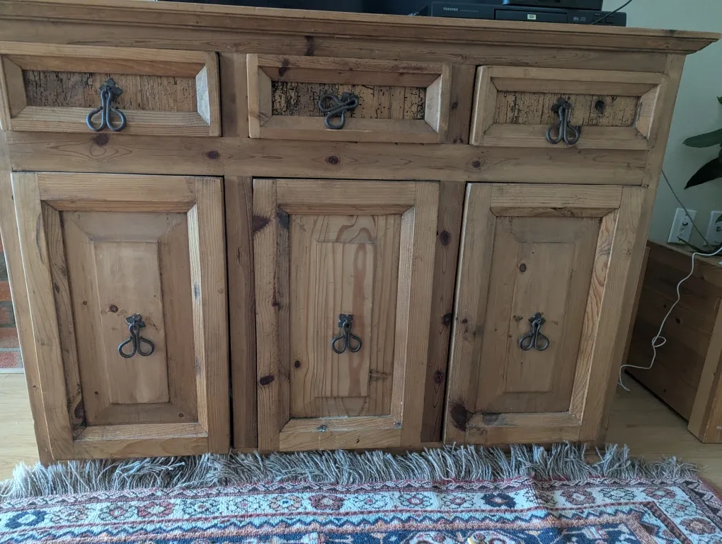 Pine Wood Sideboard & Nightstand Set