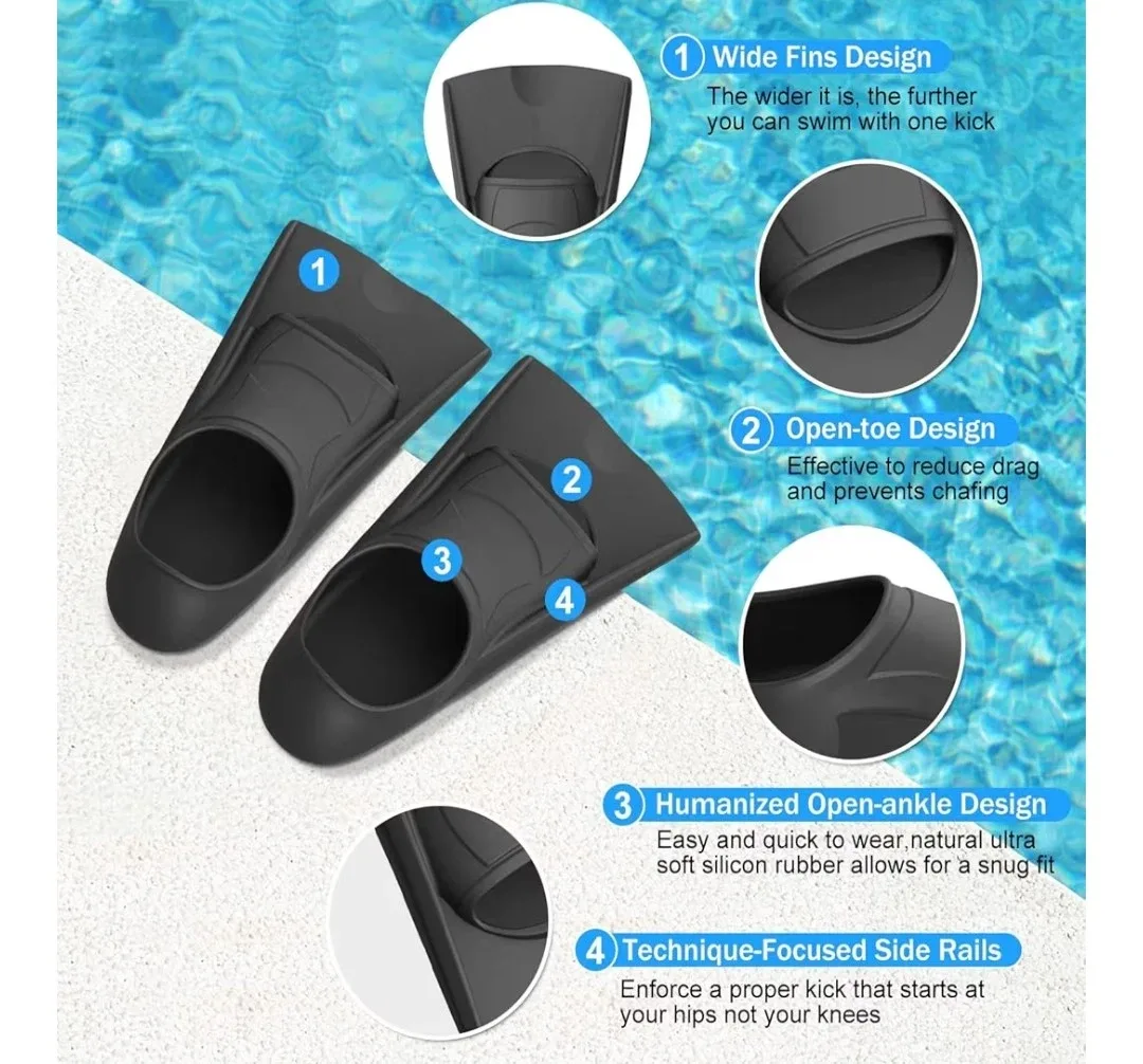 Black Short Swim Fins, Size M (36-38) image indicator(2)