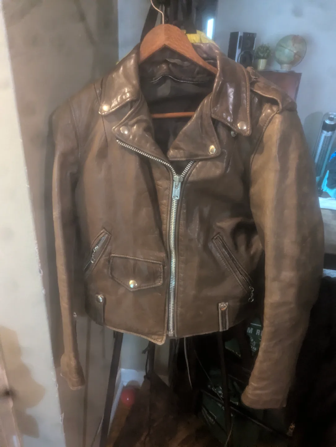 Brown Leather Motorcycle Jacket image indicator(5)
