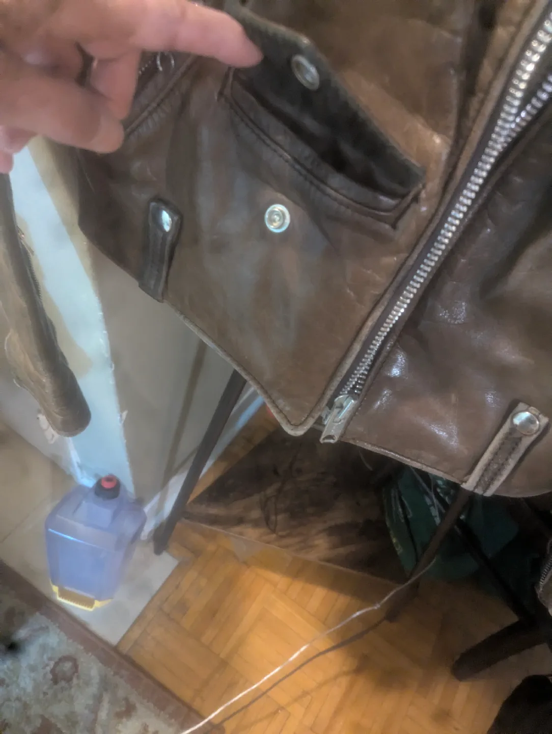 Brown Leather Motorcycle Jacket image indicator(8)