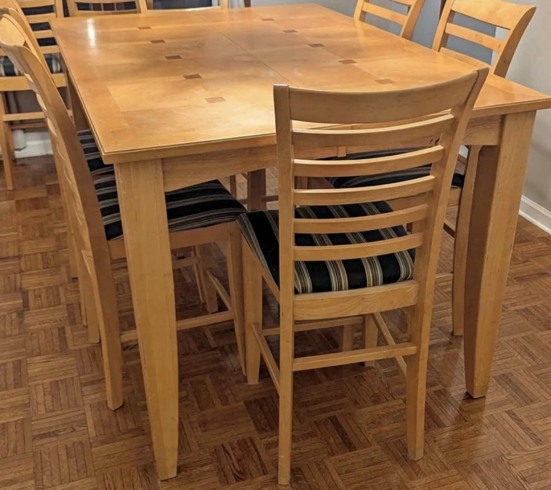 Wooden Dining Table with 6 Chairs desarmado para recoger - photo 2