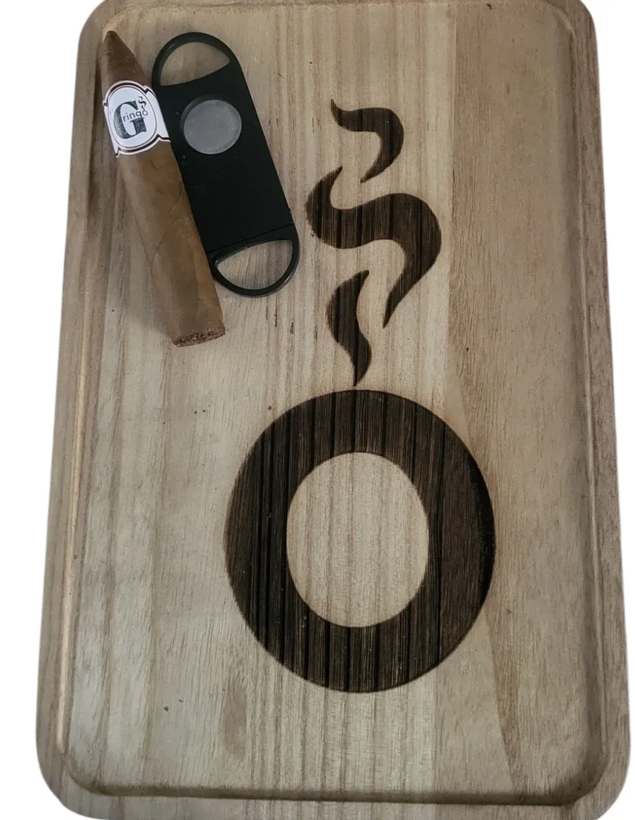 Hand crafted and engraved wooden cigar Tray