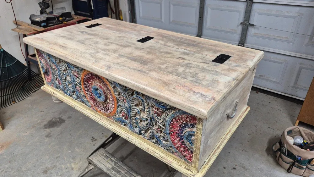 Carved Wooden Storage Trunk image indicator(2)