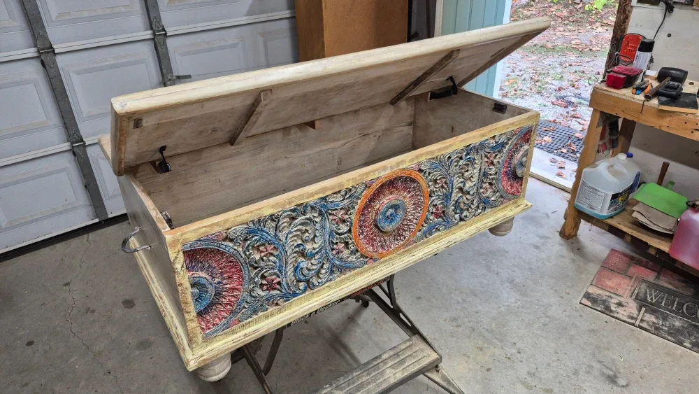 Carved Wooden Storage Trunk image indicator(3)