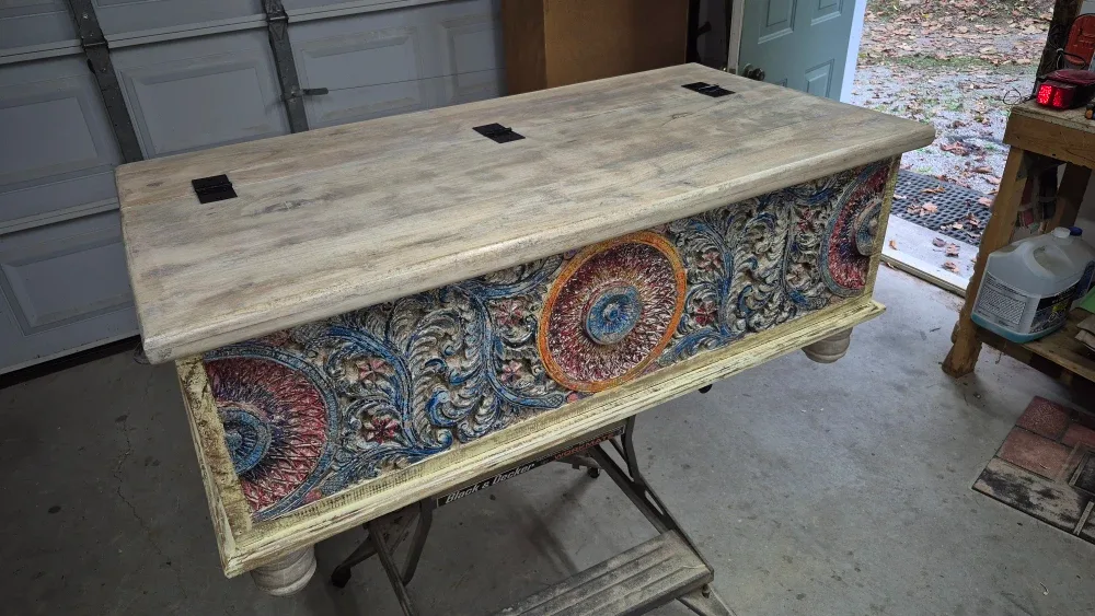 Carved Wooden Storage Trunk image indicator(6)