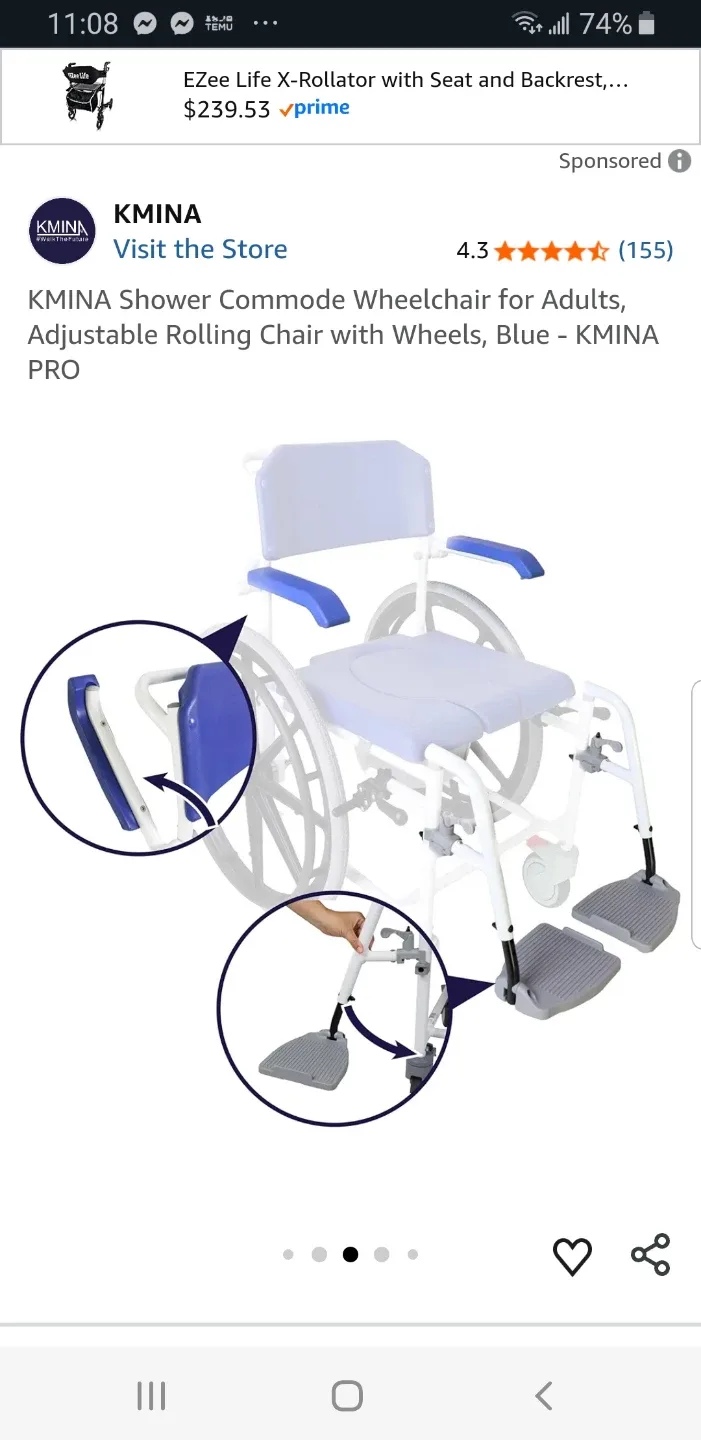 KMINA Shower Commode Wheelchair brand new image indicator(2)