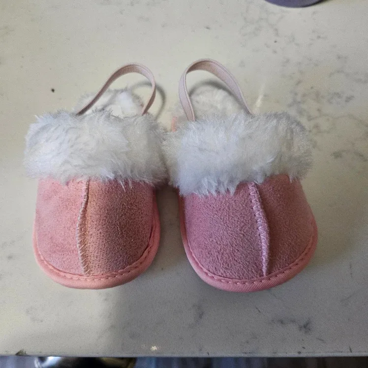 Pink Baby Slippers with Fur