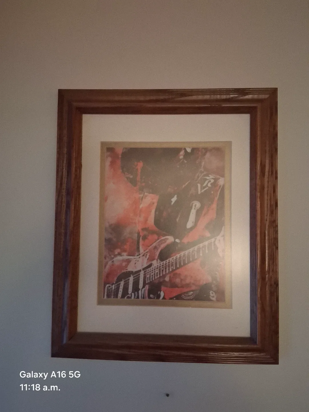 Oak Framed Guitarist Print