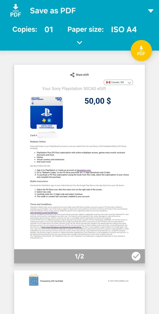 PlayStation $50 Gift Card - Digital Code - photo 2