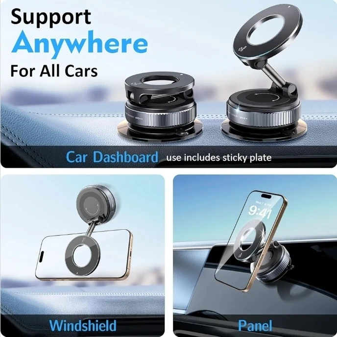 Vacuum Magnetic Phone Holder for Car,Suction Cup Car Phone Mount - photo 4