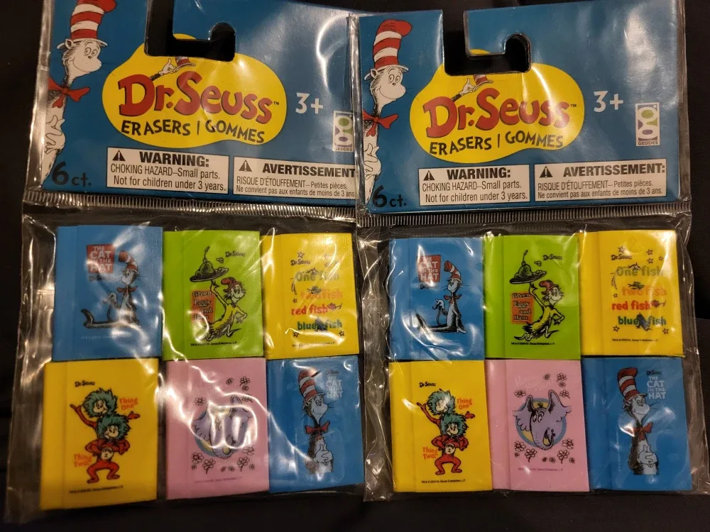 Dr. Seuss Erasers - (2) New in Package