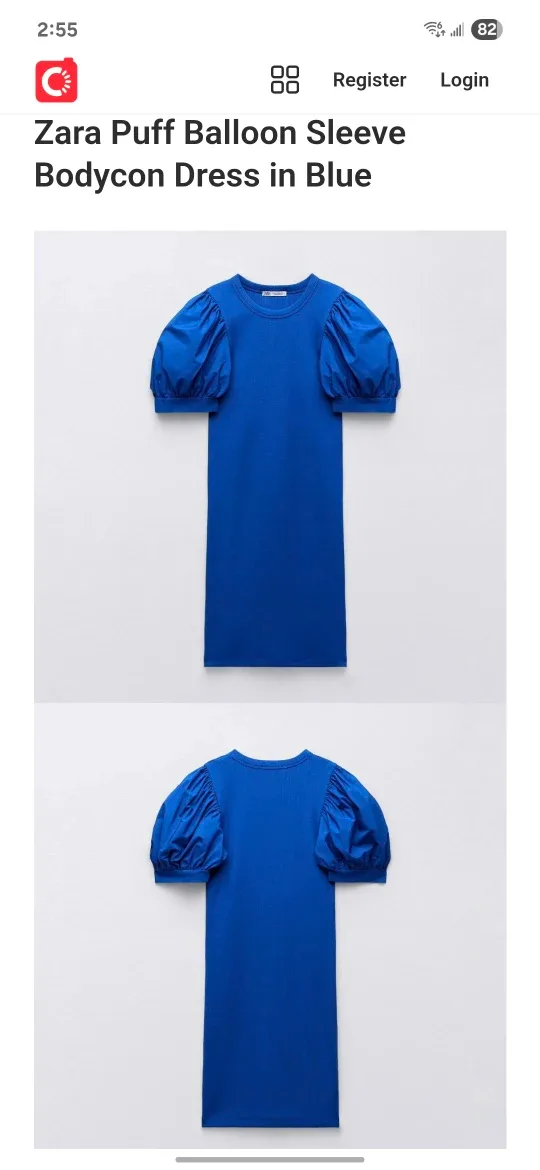 Zara Puff Balloon Sleeve Bodycon Dress  Size Small