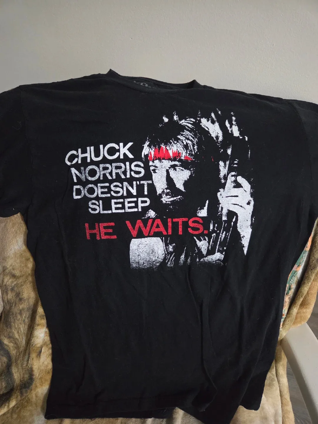 Chuck Norris 'He Waits' Black T-Shirt thumbnail