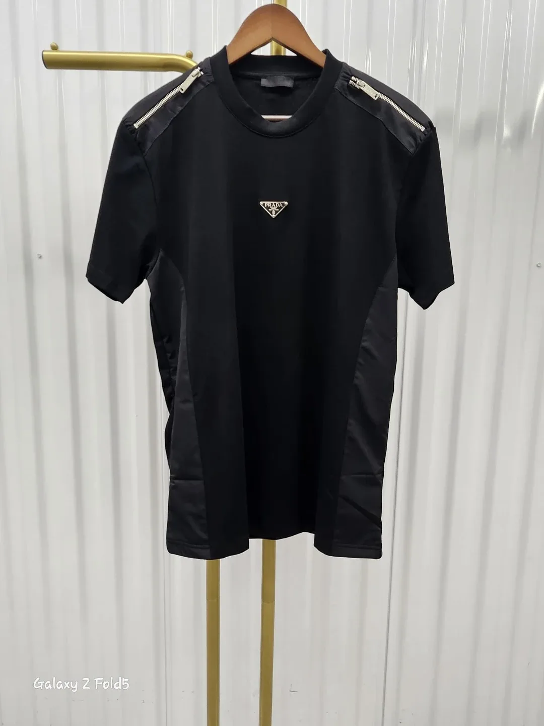 Prada Black T-Shirt with Zipper Detail
