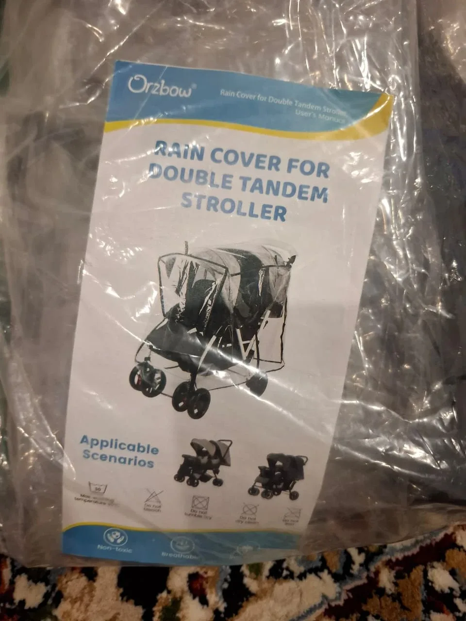 Orzbow Rain Cover for Double Tandem Stroller - New image indicator(3)