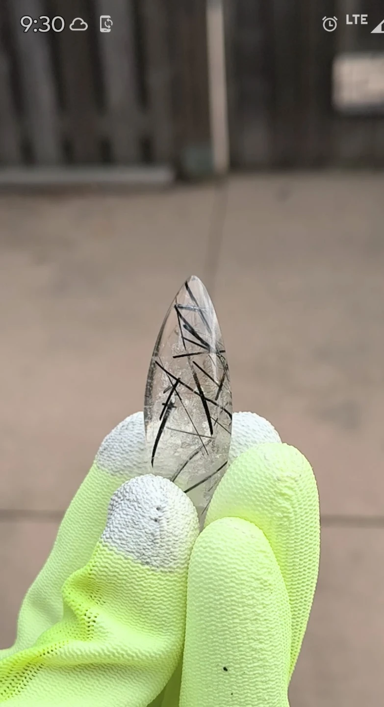 Clear Quartz with Black Rutile, Marquise Shape, 68 cts - photo 3