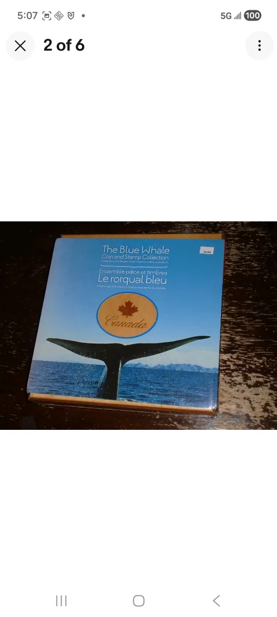 Royal Canadian Mint Blue Whale Silver Coin & Stamp Collection image indicator(2)