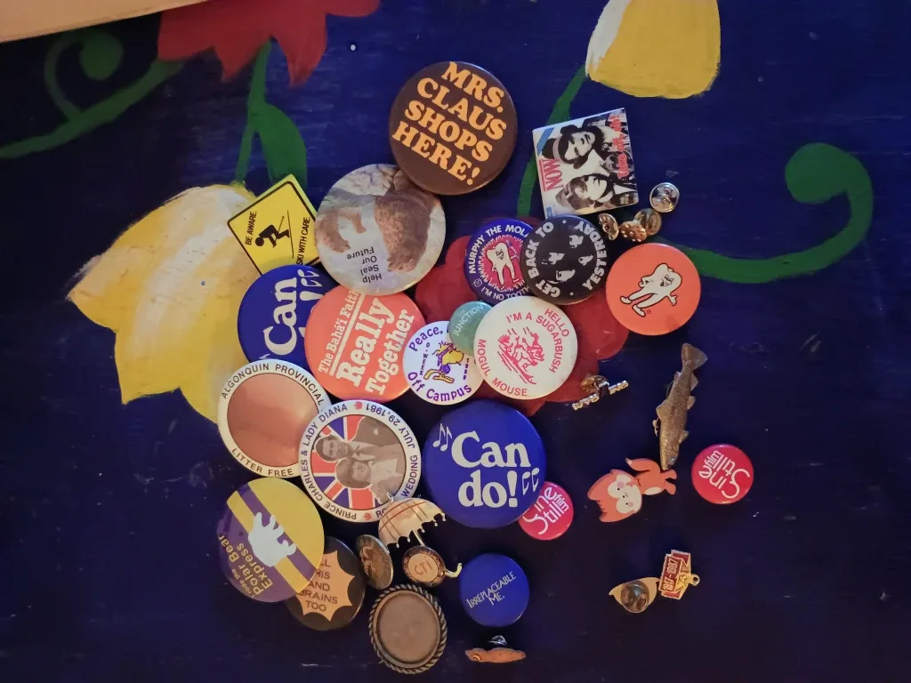 Instance collection of vintage pins