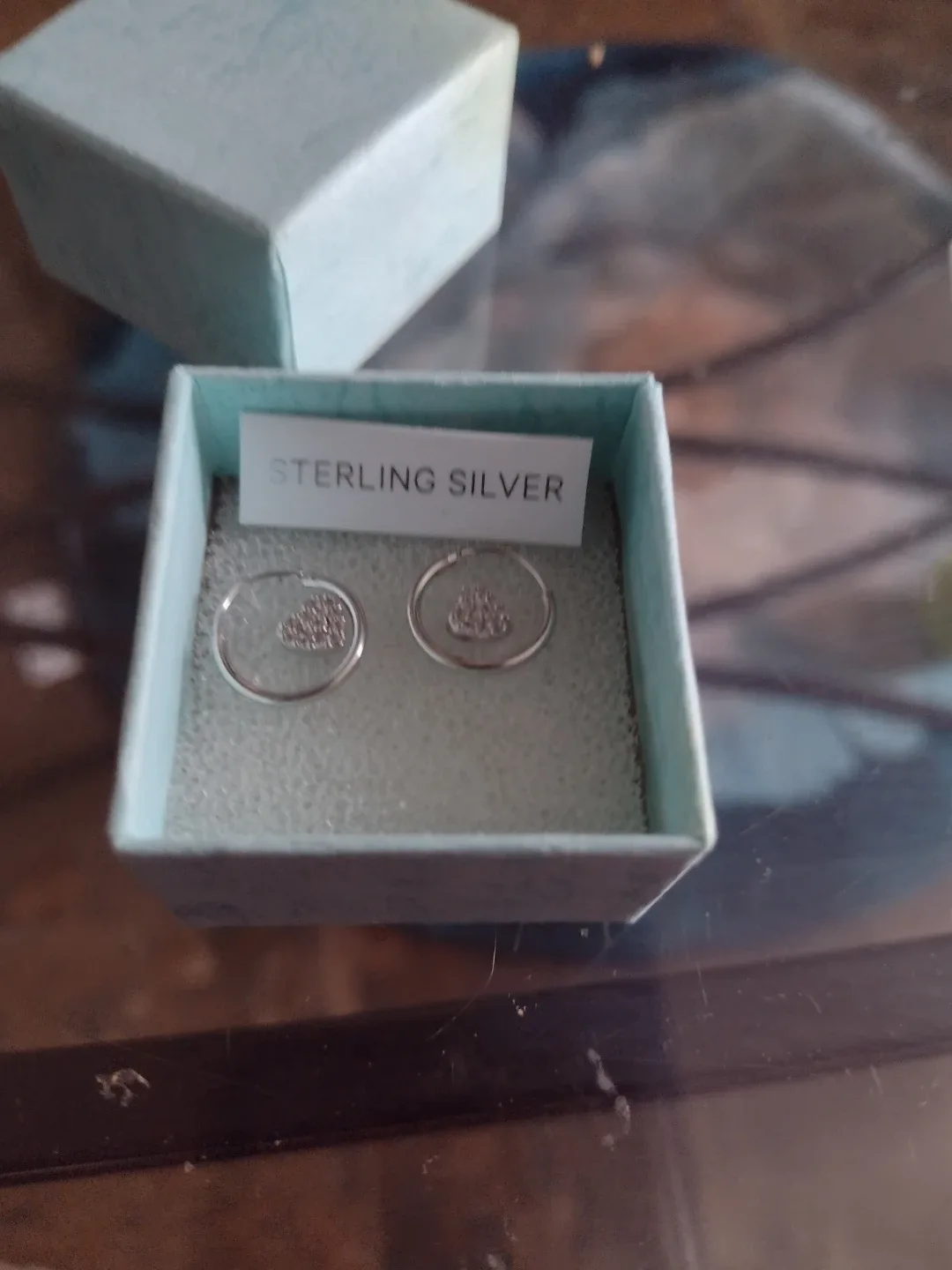 Sterling Silver Hoop Earrings/ Heart Earrings