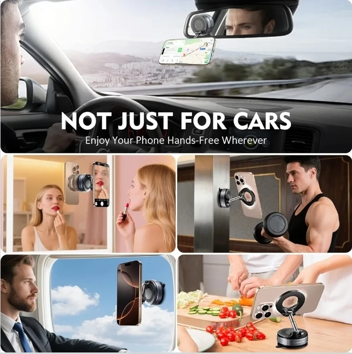 Vacuum Magnetic Phone Holder for Car,Suction Cup Car Phone Mount - photo 3