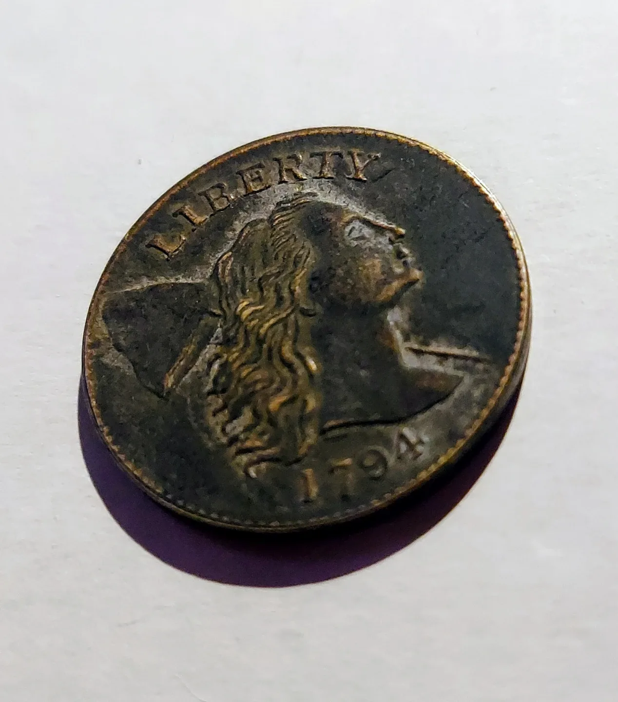 RARE  US UNCERTIFIED RESTRIKE 1X1 OLD COIN (1794) image indicator(3)