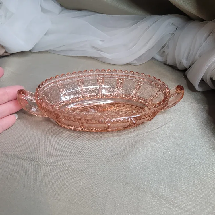 Vintage Depression Imperial Beaded Block Pattern Pink Pickle