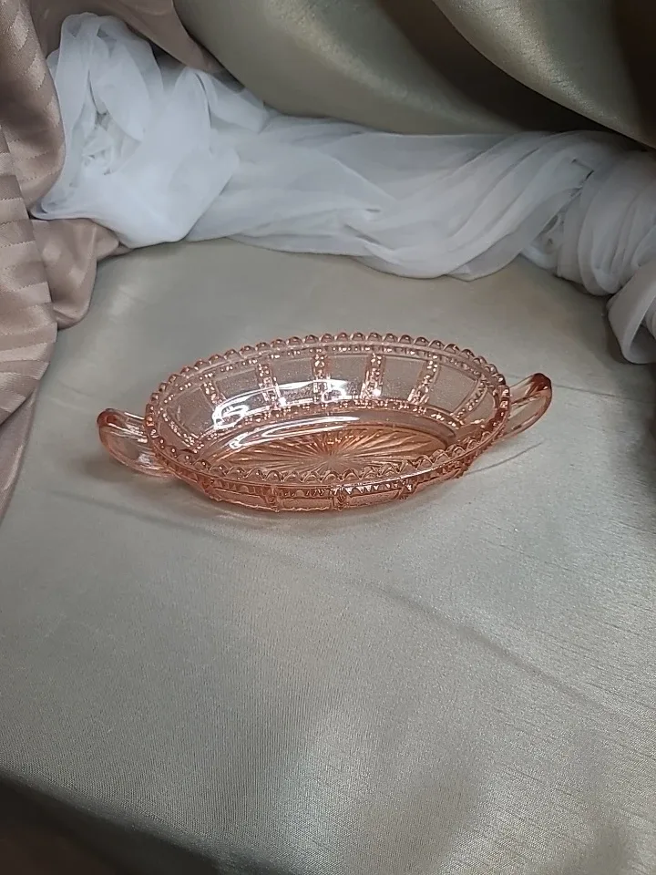 Vintage Depression Imperial Beaded Block Pattern Pink Pickle image indicator(2)