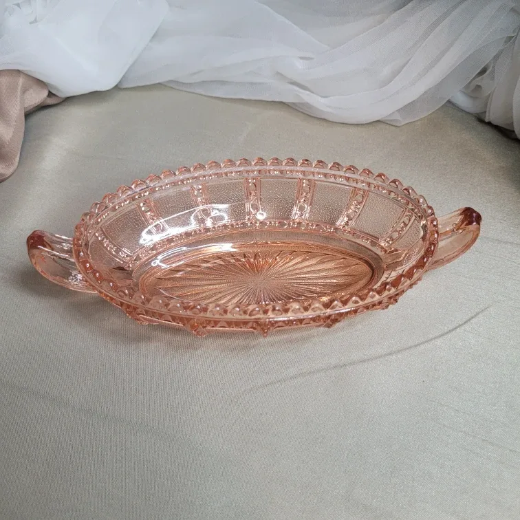 Vintage Depression Imperial Beaded Block Pattern Pink Pickle image indicator(7)